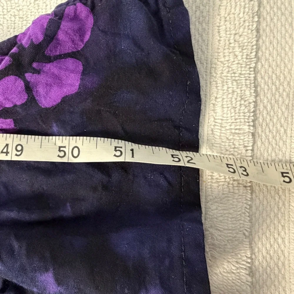 Hula Hawaii Women Purple Hibiscus Floral Batik Smocked Maxi Dress One Size OS